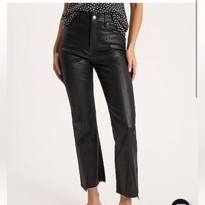 Brand New Express High Waisted Black Coated Split Cropped Flare Jeans Size 14 L